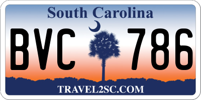 SC license plate BVC786