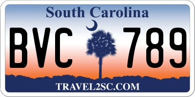 SC license plate BVC789