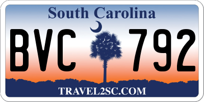 SC license plate BVC792