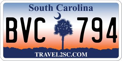 SC license plate BVC794