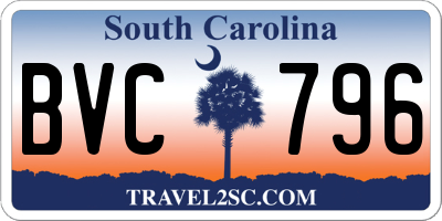 SC license plate BVC796