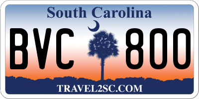 SC license plate BVC800