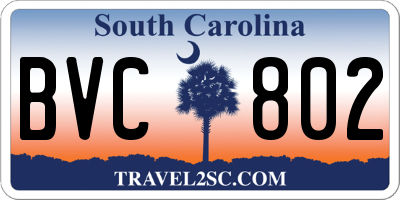 SC license plate BVC802