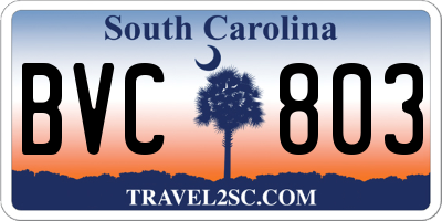 SC license plate BVC803