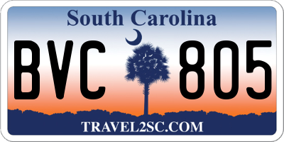 SC license plate BVC805