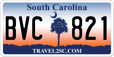 SC license plate BVC821
