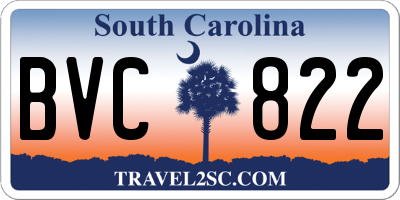 SC license plate BVC822