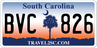 SC license plate BVC826