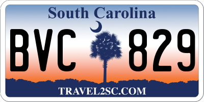 SC license plate BVC829