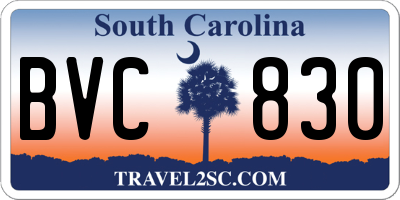 SC license plate BVC830