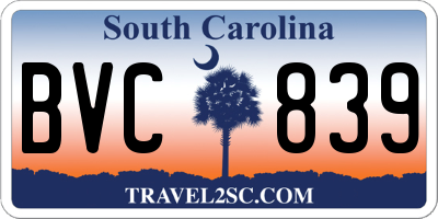 SC license plate BVC839