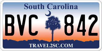 SC license plate BVC842