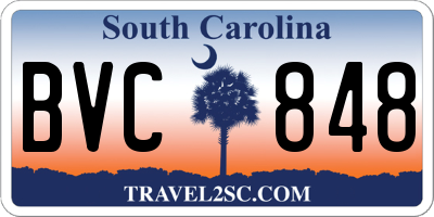 SC license plate BVC848