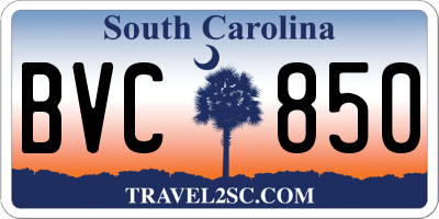 SC license plate BVC850
