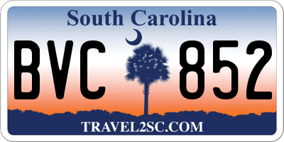 SC license plate BVC852