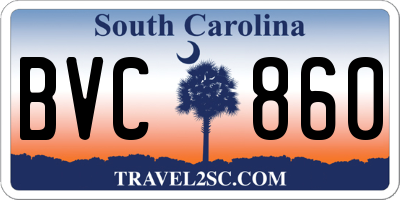 SC license plate BVC860