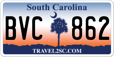 SC license plate BVC862