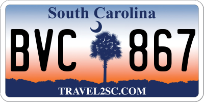 SC license plate BVC867