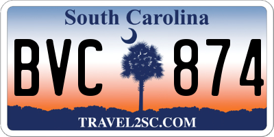 SC license plate BVC874