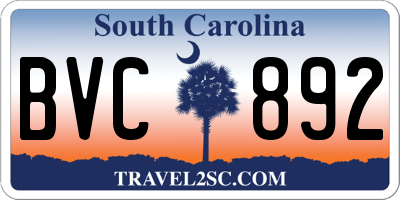 SC license plate BVC892