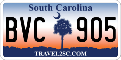 SC license plate BVC905