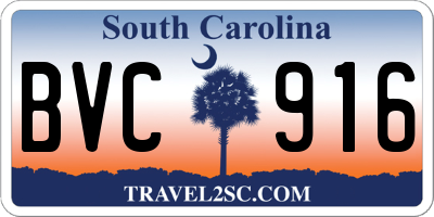SC license plate BVC916