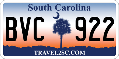 SC license plate BVC922