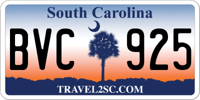 SC license plate BVC925
