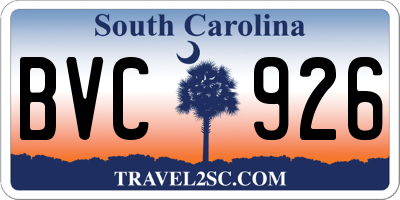 SC license plate BVC926