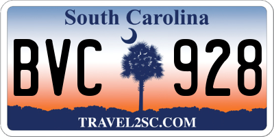 SC license plate BVC928