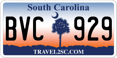 SC license plate BVC929