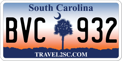 SC license plate BVC932