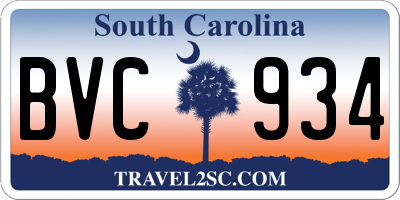 SC license plate BVC934