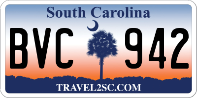 SC license plate BVC942