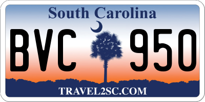 SC license plate BVC950