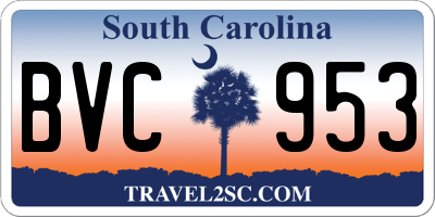 SC license plate BVC953
