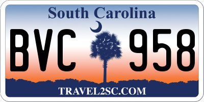 SC license plate BVC958