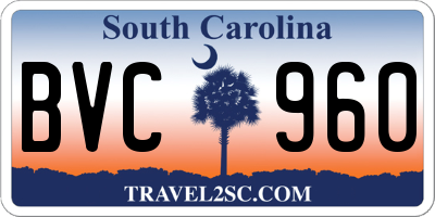 SC license plate BVC960