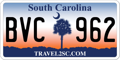 SC license plate BVC962
