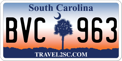 SC license plate BVC963