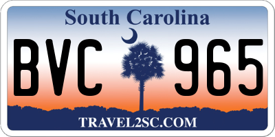 SC license plate BVC965