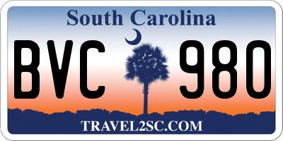 SC license plate BVC980