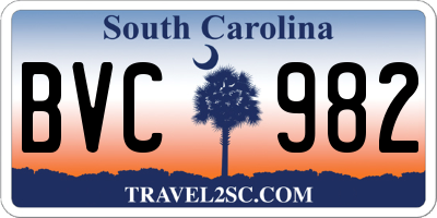 SC license plate BVC982
