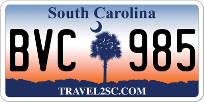 SC license plate BVC985