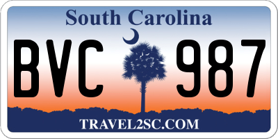 SC license plate BVC987