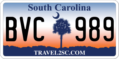 SC license plate BVC989