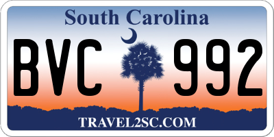 SC license plate BVC992