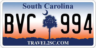 SC license plate BVC994