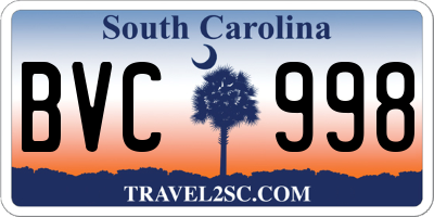 SC license plate BVC998