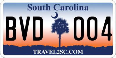 SC license plate BVD004